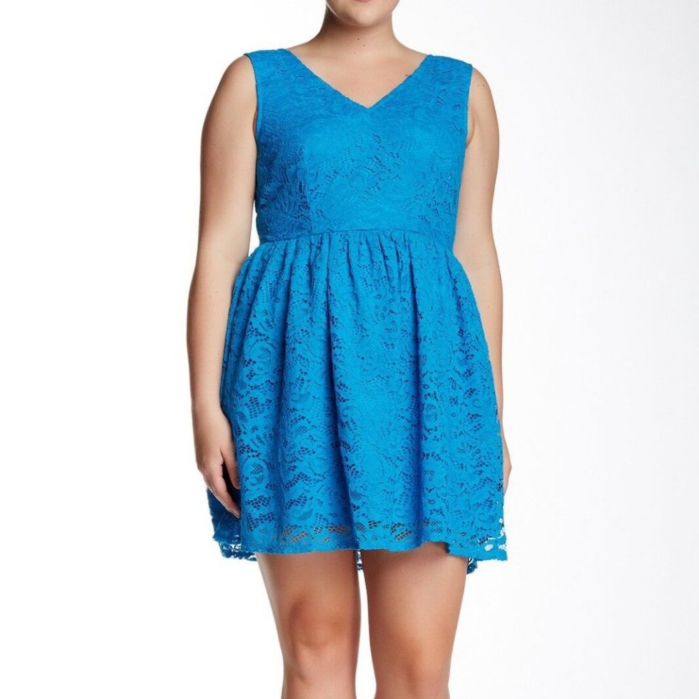 BB Dakota Women's Size 24 Blue Lace Fit & Flare Dress